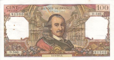 FRANTA 100 francs 1-4-1971 VF+!!! foto