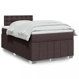 vidaXL Pat box spring cu saltea, maro &icirc;nchis, 120x190 cm, textil