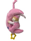 Jucarie interactiva de agatat pentru carucior si patut cu cantec si lumini, roz, 23x14 cm, NippleBaby