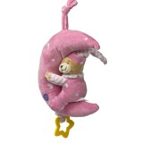 Jucarie interactiva de agatat pentru carucior si patut cu cantec si lumini, roz, 23x14 cm, NippleBaby