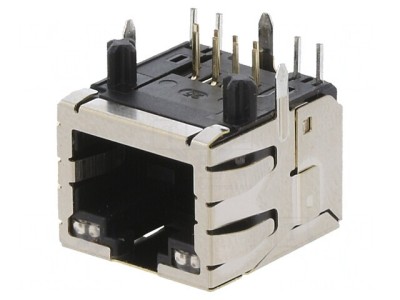 Soclu RJ45 cu LED aurit 8p8c THT foto