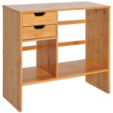 HOMCOM Organizator Birou Bambus 2 Sertare Rafturi Documente 48x19.5x46cm Culoare Lemn