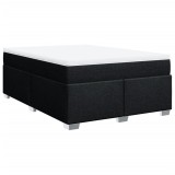Cumpara ieftin Pat box spring cu saltea, negru, 140x200 cm, textil