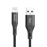 Yesido - Cablu de date (CM10) - USB la Lightning, 3A, 1.2m - Negru