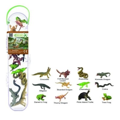 Cutie cu 12 minifigurine pictate manual Reptile si amfibieni A1194 foto