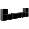 Set de dulapuri TV, 6 piese, gri extralucios, lemn prelucrat