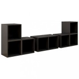 Set de dulapuri TV, 6 piese, gri extralucios, lemn prelucrat