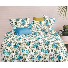 Lenjerie de pat pentru o persoana cu husa de perna patrata, Sunny Spell, bumbac mercerizat, multicolor