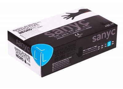 Mănuși Sanyc Sensitive, de unică folosință, fără pudră, negre, marime L foto
