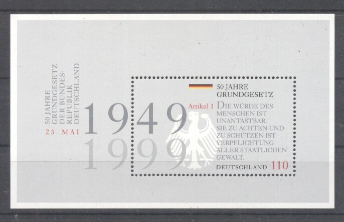Germany Bundes 1999 Constitution perf. sheet Mi.B48 MNH DA.203