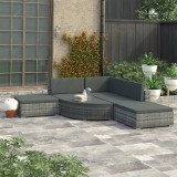 VidaXL Set mobilier de grădină cu perne, 6 piese, gri, poliratan