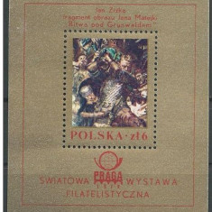 Polonia, pictura, batalii, cavaleri, bloc, 1978, MNH