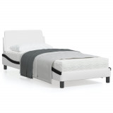 Cadru de pat cu tablie, alb si negru, 90x200 cm piele ecologica GartenMobel Dekor, vidaXL