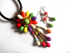 set colier si cercei cu howlite colorate 41116
