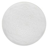 Platou Decorativ din Lemn Rotund Alb cu Model Mandala, &Oslash;40cm, CMCLASS