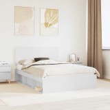 Cumpara ieftin Cadru de pat cu headboard Alb 140 x 200 cm Lemn de pin masiv
