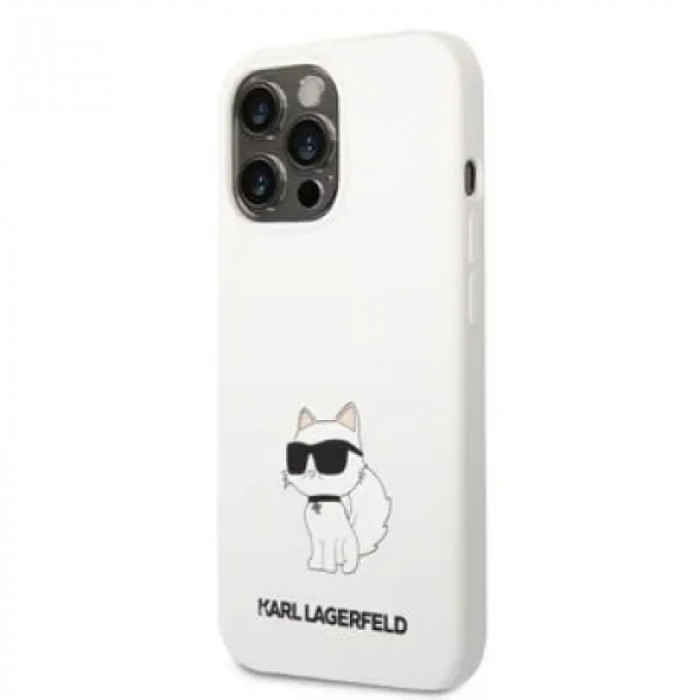 Husa Karl Lagerfeld Liquid Silicone Choupette NFT iPhone 13 Pro White