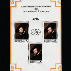 Belgia 1977-Arta,Pictura,Rubens,Bloc 3 val.dantelate,MNH,Mi.46