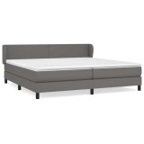Cumpara ieftin Pat cu arcuri, cu saltea, gri, 200x200 cm, piele ecologica