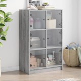 vidaXL Dulapuri &icirc;nalte cu uși, gri sonoma, 68x37x109cm, lemn prelucrat