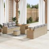 VidaXL Set de canapele pentru grădină cu pernă 10 pcs Bej Rattan poli 3363007