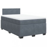 Cumpara ieftin Pat box spring cu saltea, gri inchis, 120x190 cm, catifea