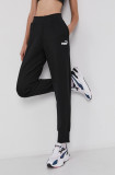 Puma pantaloni femei, culoarea negru, neted