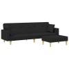 Canapea extensibila cu taburet, 2 locuri, negru, textil
