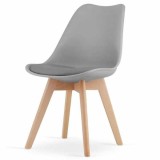 Scaun Mercaton Grosseto, Stil Scandinav cu Picioare din Lemn, Sezut din PP si Perna din Piele Ecologica, Maxim 120 Kg, 49 x 45 x