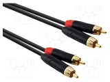 Cablu RCA stereo 2 x mufă, 1m negru PVC Reds Music