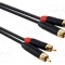 Cablu RCA stereo 2 x mufă, 1m negru PVC Reds Music