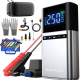 Starter Baterie Auto BIRAI 1500A 12V, Portabil 4-in-1: Jump Starter, Compresor Aer, Lanterna LED, Power Bank 12000 mAh