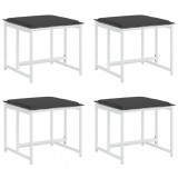 Cumpara ieftin Taburete de gradina cu perne, 4 buc., alb, otel si textilena