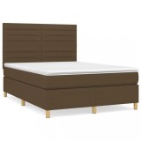 Cumpara ieftin Pat box spring cu saltea, maro inchis, 140x200 cm, textil
