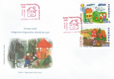 *Romania, LP 1718/2006, Europa 2006-Integrarea imigrantilor vazuta de copii, FDC foto