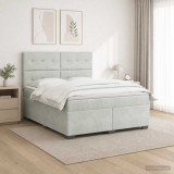 Cumpara ieftin Pat boxspring cu saltea Gri deschis 180 x 200 cm Catifea