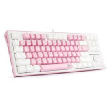 Cumpara ieftin Tastatura gaming mecanica Redragon Bes alba cu roz iluminare RGB switch-uri albastre