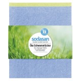 Lavete ecologice Sodasan 2 buc, 17x19.5 cm, din Celuloza si Bumbac, Verde/Albastru
