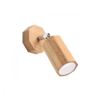 Lampă De Perete Zeke Din Lemn De Stejar, 1 Bec Geometric Scandinav De Interior. foto