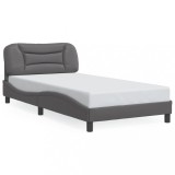 VidaXL Cadru de pat cu tăblie, gri, 100x200 cm, piele ecologică