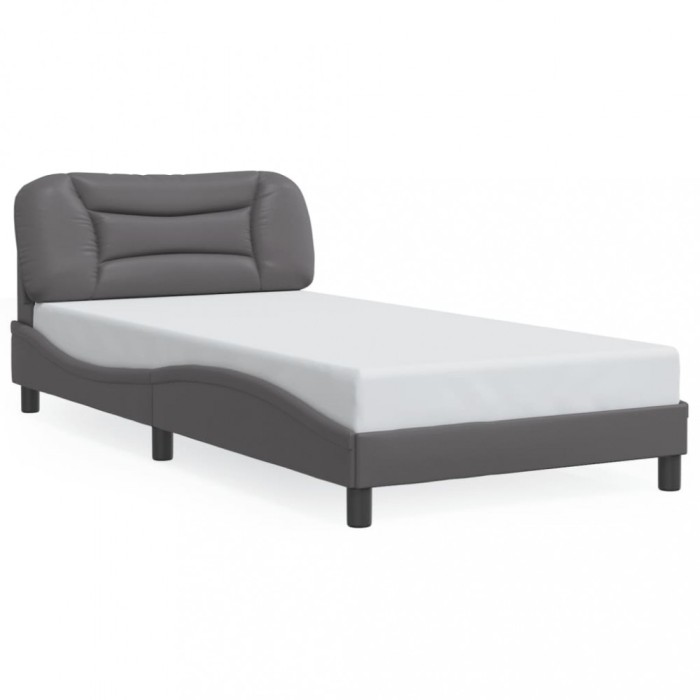vidaXL Cadru de pat cu tăblie, gri, 100x200 cm, piele ecologică 3207984