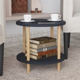 Masa laterala Ves gri cu polita, 49x42 cm, stil modern