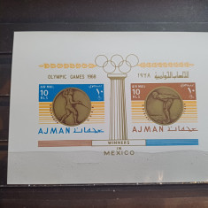 AJMAN 1968-MNH-J.O. MEXIC,MEDALII DE AUR-COLITA NDT