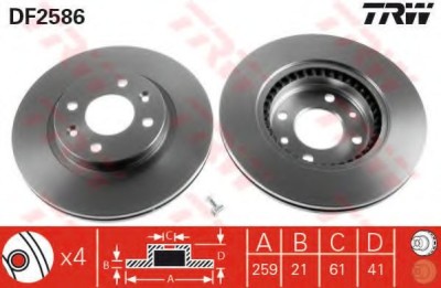 Disc frana DACIA LOGAN MCV (KS) (2007 - 2016) TRW DF2586 foto