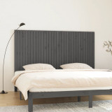 Tăblie de pat pentru perete, gri, 204x3x110 cm, lemn masiv pin, vidaXL