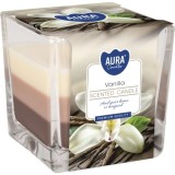 Lumanare Parfumata MagicHome AURA Vanilie Tricolora 170g Pahar Sticla ~32 Ore Ardere
