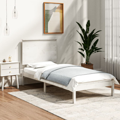Cadru de pat mic single, alb, 75x190 cm, lemn masiv GartenMobel Dekor foto