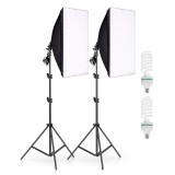 Set 2 Lampi Softbox pentru Studio + Suport Trepied Reglabil 80-200cm Andoer 2 x bec 135W