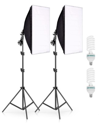 Set 2 Lampi Softbox pentru Studio + Suport Trepied Reglabil 80-200cm Andoer 2 x bec 45W foto