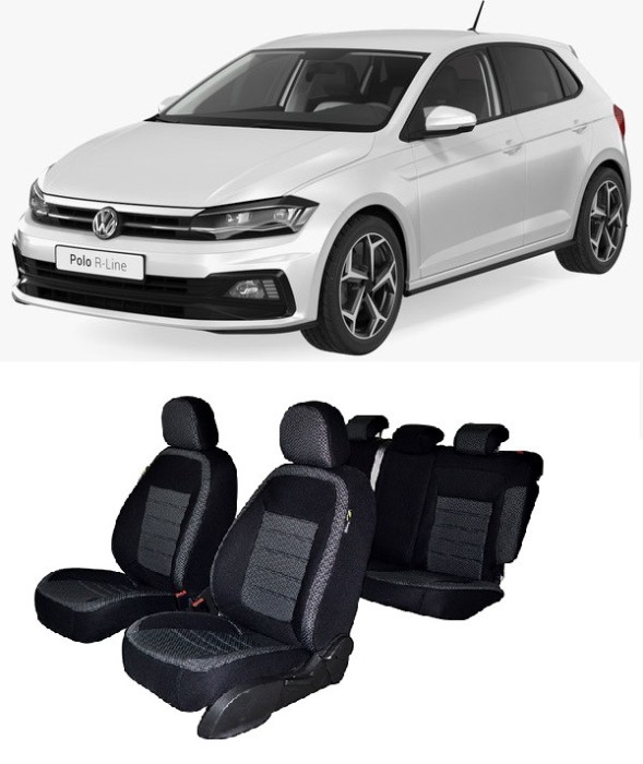 Set huse scaune dedicate Volkswagen Polo 2017-2018 (Bancheta Fractionata + husa cotiera)